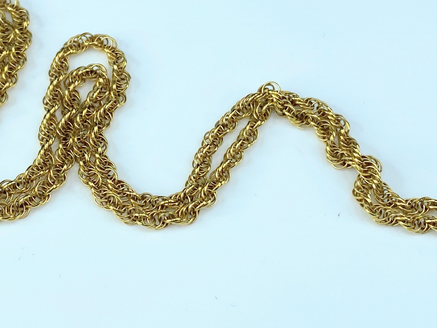 2.8mm extra long Rope link necklace in 14K yellow gold