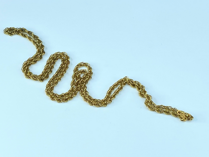 2.8mm extra long Rope link necklace in 14K yellow gold