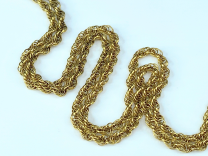 2.8mm extra long Rope link necklace in 14K yellow gold