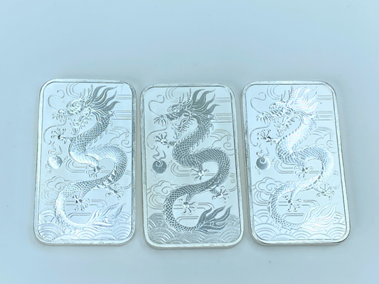 2018 Australia Dragon 1 Troy oz .9999 fine silver art bar Elizabeth II (uncirculate)