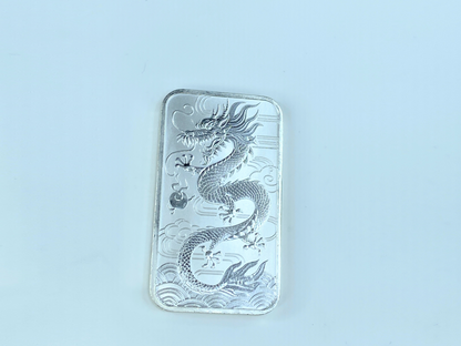 2018 Australia Dragon 1 Troy oz .9999 fine silver art bar Elizabeth II (uncirculate)