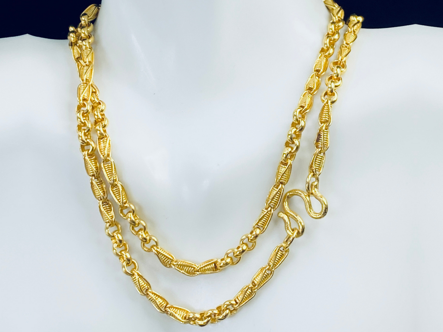 21 karat yellow gold 4.0mm fancy chunky link necklace 24" 45.4g JR8576