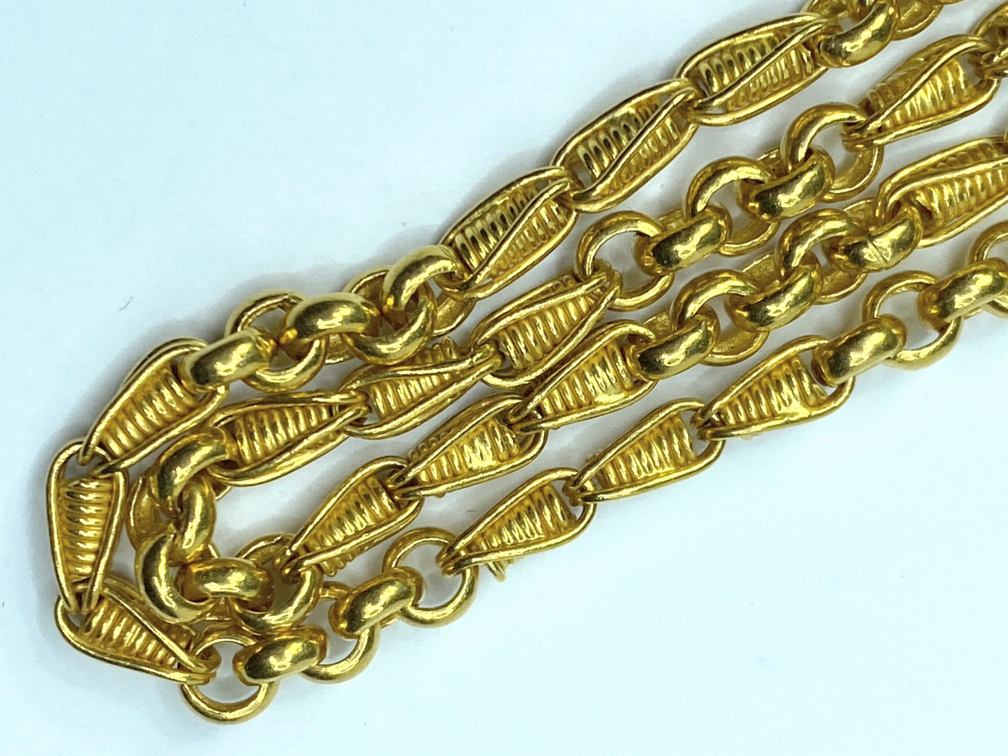 21 karat yellow gold 4.0mm fancy chunky link necklace 24" 45.4g JR8576