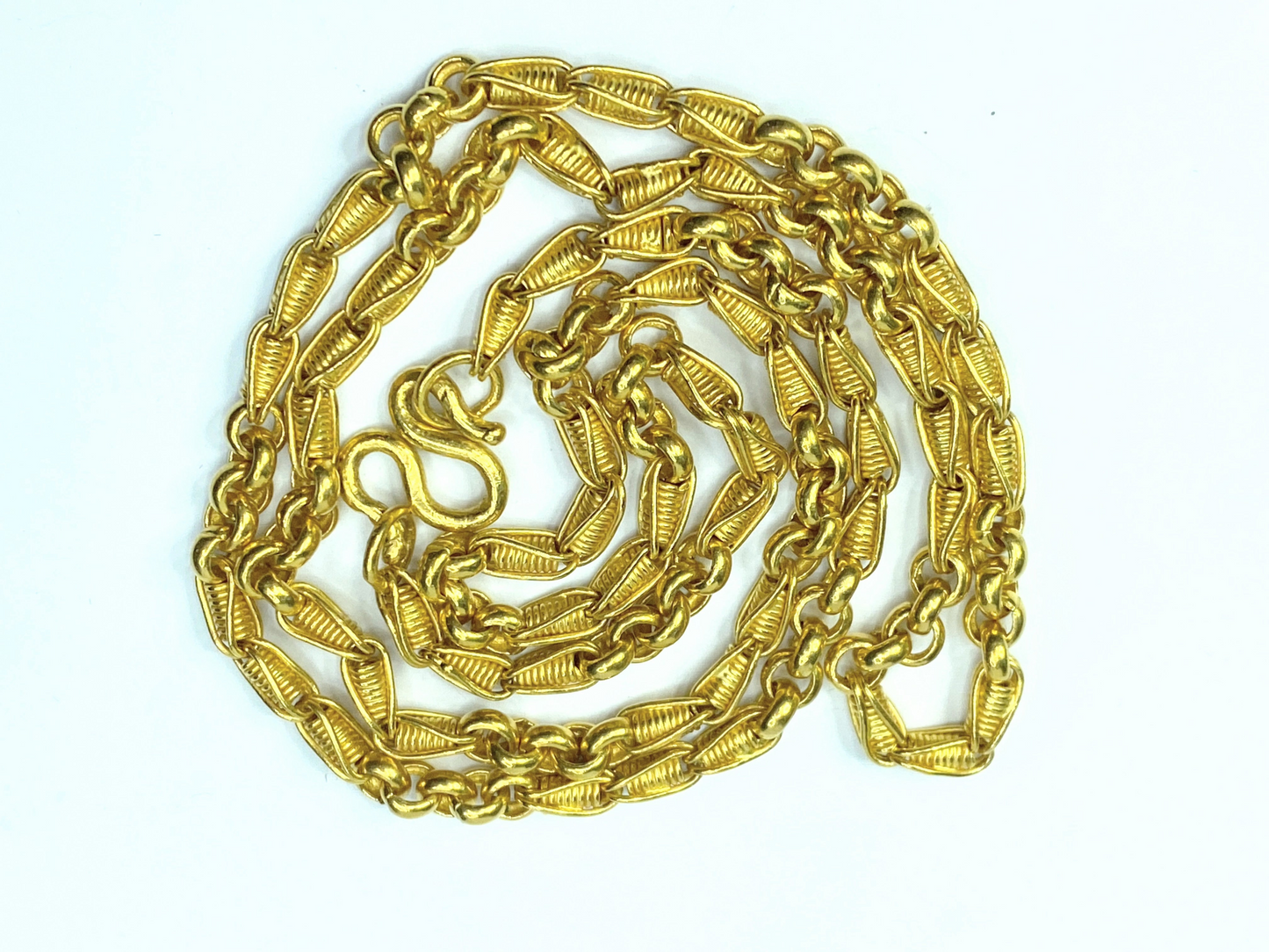 21 karat yellow gold 4.0mm fancy chunky link necklace 24" 45.4g JR8576