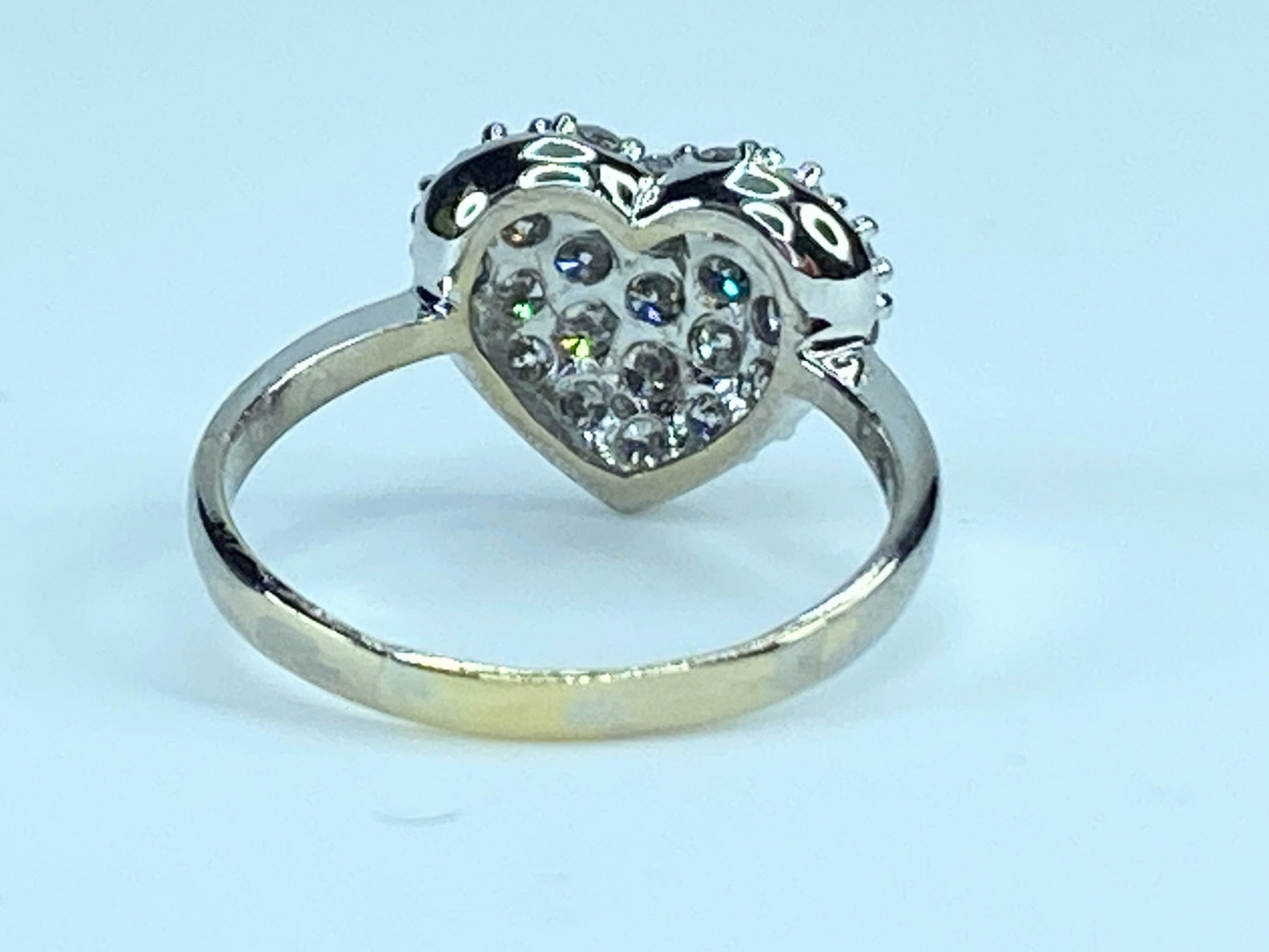 18K gold 1.0ctw round Diamond Heart ring 3.0g s6.5 JR8201