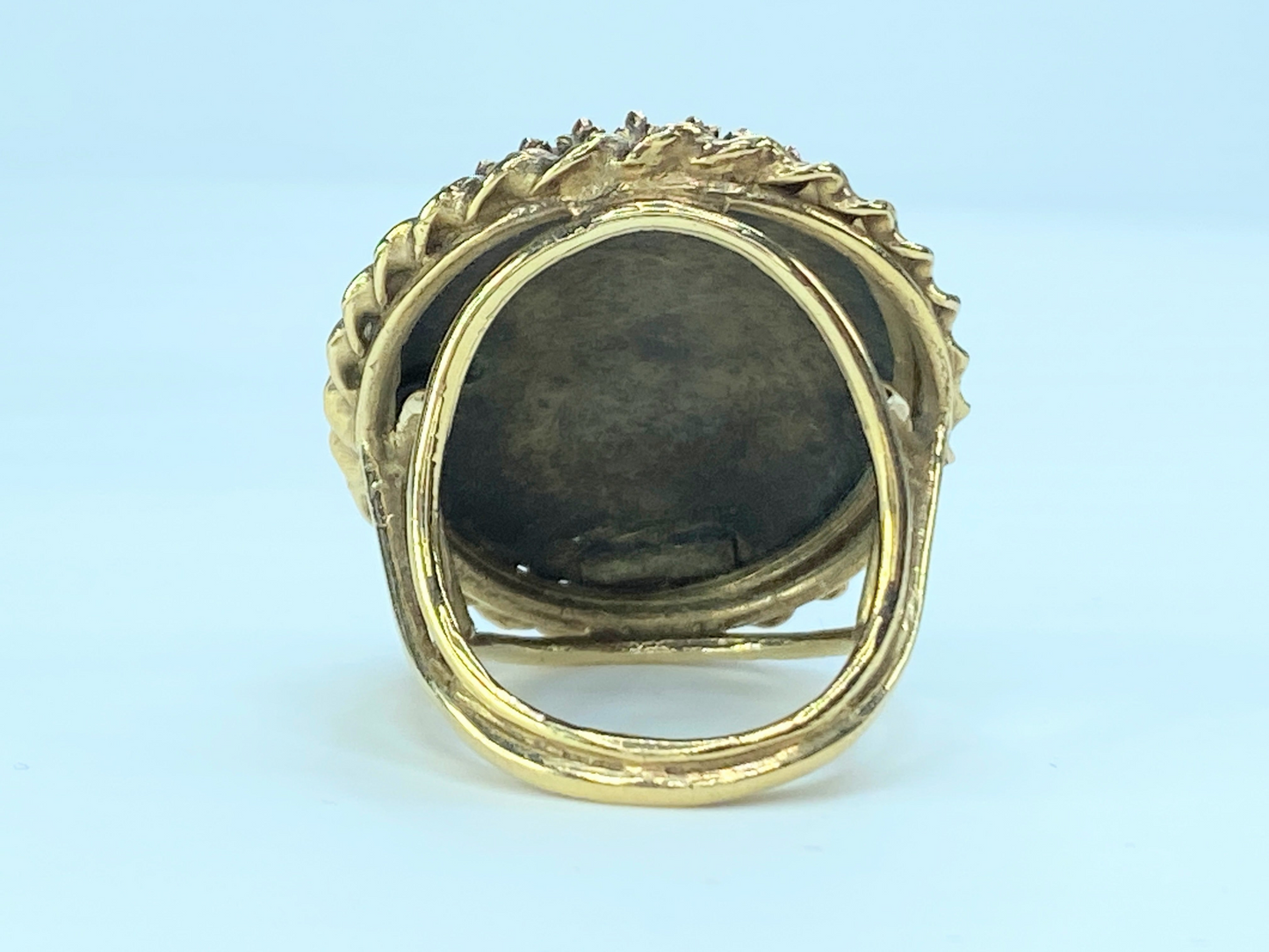 Antique Taille d'Épargne Enamel Button-Style Ring 14k Gold JR8986