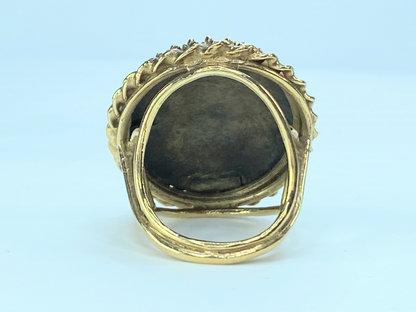 Antique Taille d'Épargne Enamel Button-Style Ring 14k Gold JR8986