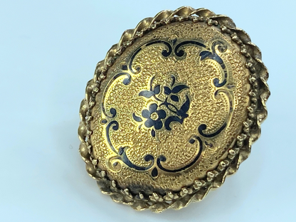 Antique Taille d'Épargne Enamel Button-Style Ring 14k Gold JR8986