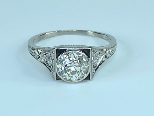 Appraised $14,995 Platinum 1.53ct Euro cut Diamond w/1.25ct ctn ring