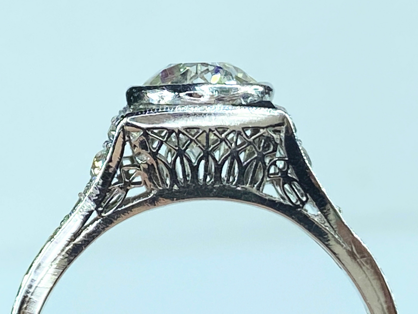 Appraised $14,995 Platinum 1.53ct Euro cut Diamond w/1.25ct ctn ring