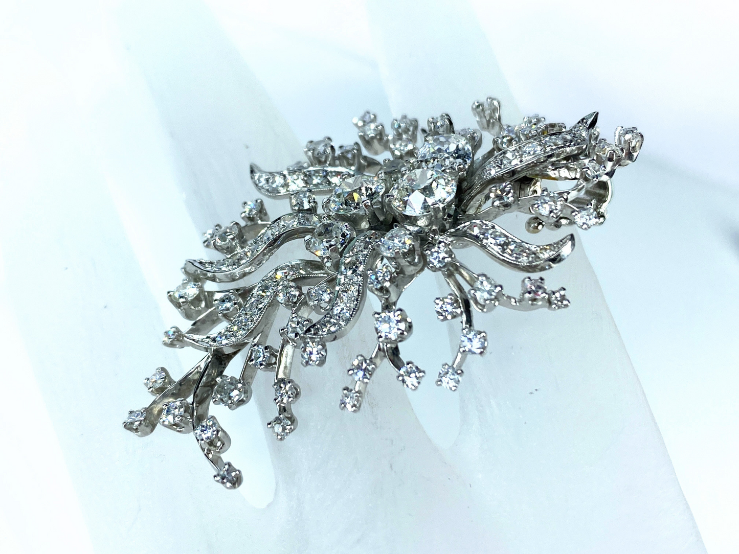 Appraised $18,000 14k gold 7.0ct G/Si1 Old Euro cut Diamond brooch 12.7g 2.0"