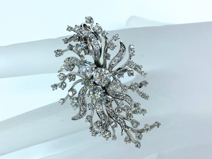 Appraised $18,000 14k gold 7.0ct G/Si1 Old Euro cut Diamond brooch 12.7g 2.0"