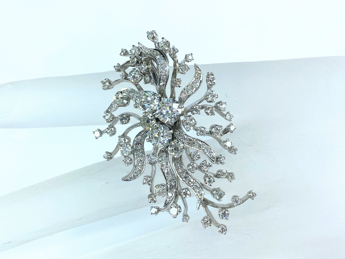 Appraised $18,000 14k gold 7.0ct G/Si1 Old Euro cut Diamond brooch 12.7g 2.0"