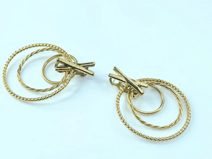 14K gold versatile triple hoops "X" dangle earring JR8996