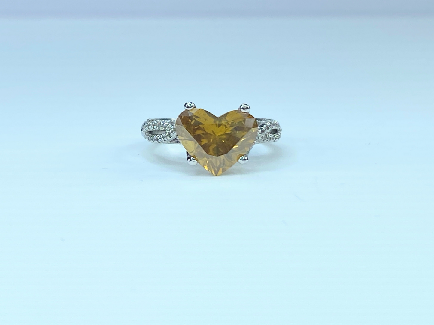 Appraised $23,995 GIA 18K gold 3.37ct Fancy Orange Yellow Heart cut Diamond ring