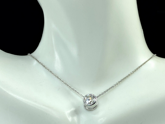 1.0ct Round Brilliant Diamond Sliding pendant 14K gold necklace 18" 4.4g JR9100