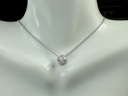 1.0ct Round Brilliant Diamond Sliding pendant 14K gold necklace 18" 4.4g JR9100