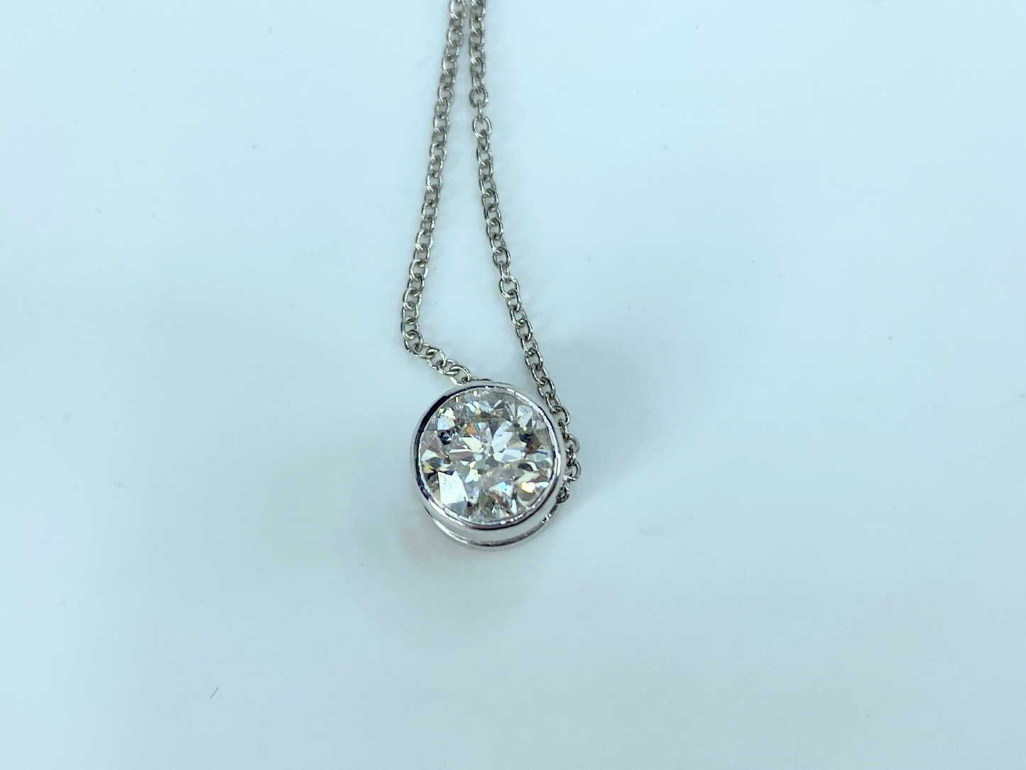 1.0ct Round Brilliant Diamond Sliding pendant 14K gold necklace 18" 4.4g JR9100