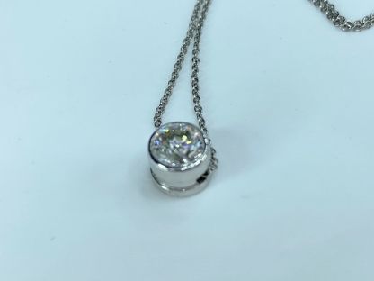 1.0ct Round Brilliant Diamond Sliding pendant 14K gold necklace 18" 4.4g JR9100