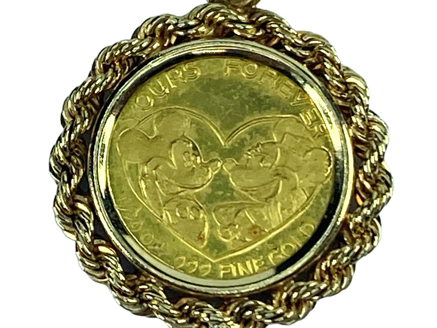 1/20 oz 999.0 "Forever Yours" Micky & Minnie Mouse gold coin 14K bezel