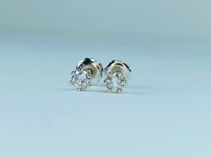 1/3ct Round Diamond Solitaire White Gold Stud Earrings Classic