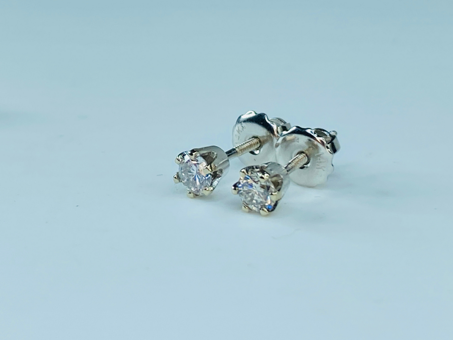 1/3ct Round Diamond Solitaire White Gold Stud Earrings Classic