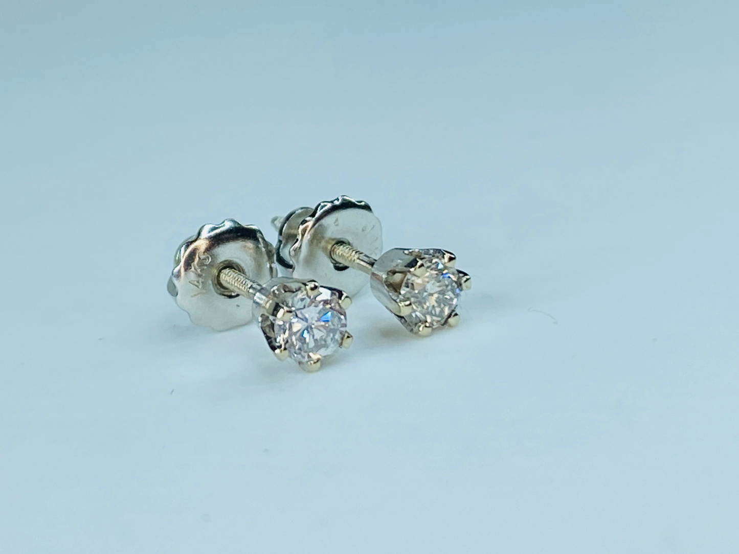 1/3ct Round Diamond Solitaire White Gold Stud Earrings Classic