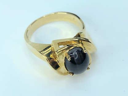 14K Black Star Sapphire Ring polished Design 7.3g s6.75 JR8935