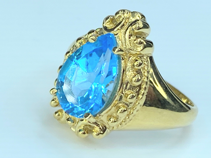 14K Genuine Swiss Blue Topaz Ring JR8949