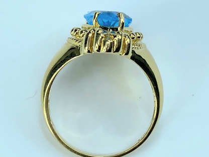 14K Genuine Swiss Blue Topaz Ring JR8949