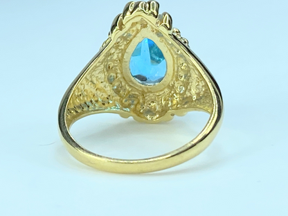 14K Genuine Swiss Blue Topaz Ring JR8949