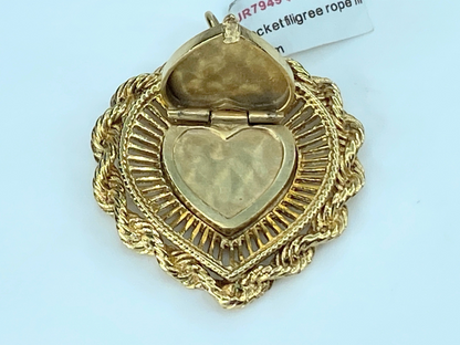 14k Gold "Irene" Heart Photo Locket Charm Pendant JR9083