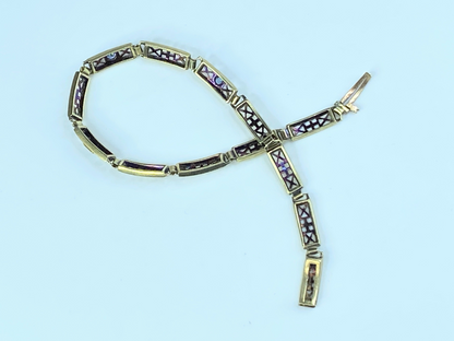 14K gold 0.24ct Blue Sapphire open work link bracelet