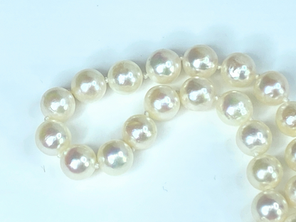 14K gold 7.0mm round White cultured pearl necklace 18" 31.4gm