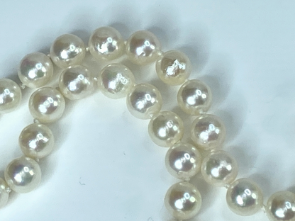 14K gold 7.0mm round White cultured pearl necklace 18" 31.4gm