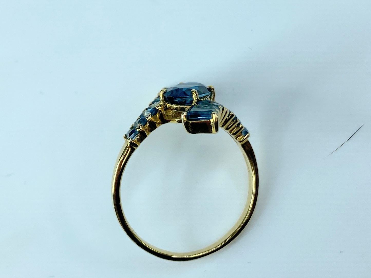 14K gold Blue Topaz bypass ring JR8946