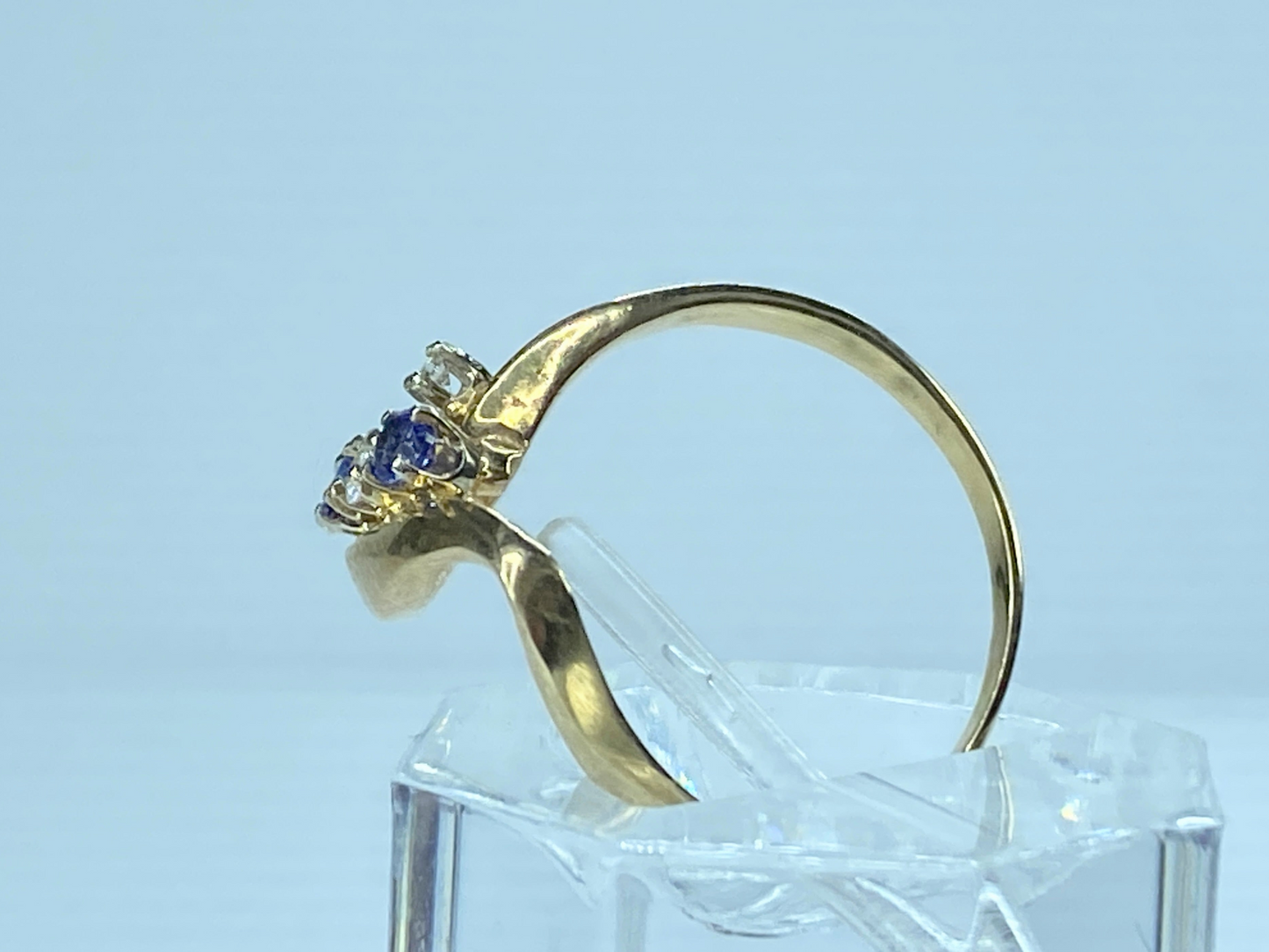 14K gold Free form design Diamond Sapphire ring JR8951