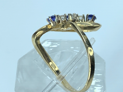 14K gold Free form design Diamond Sapphire ring JR8951