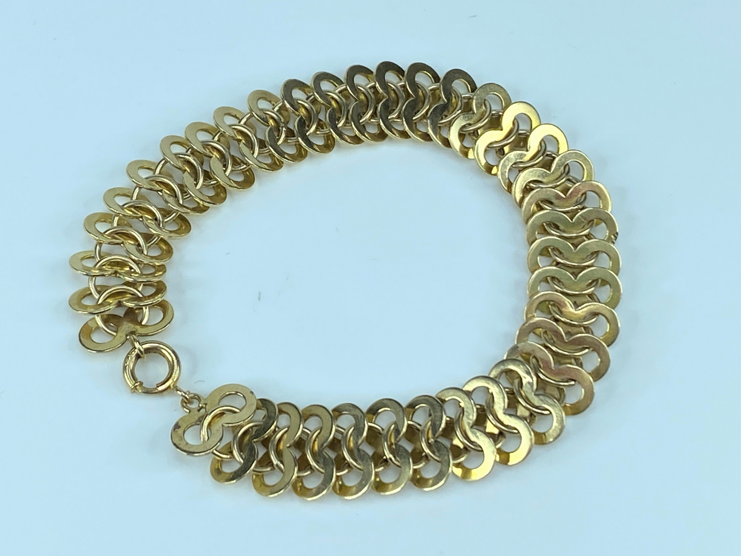 14K gold heavy Infinity link fancy bracelet 23.7g 7.5" JR8056