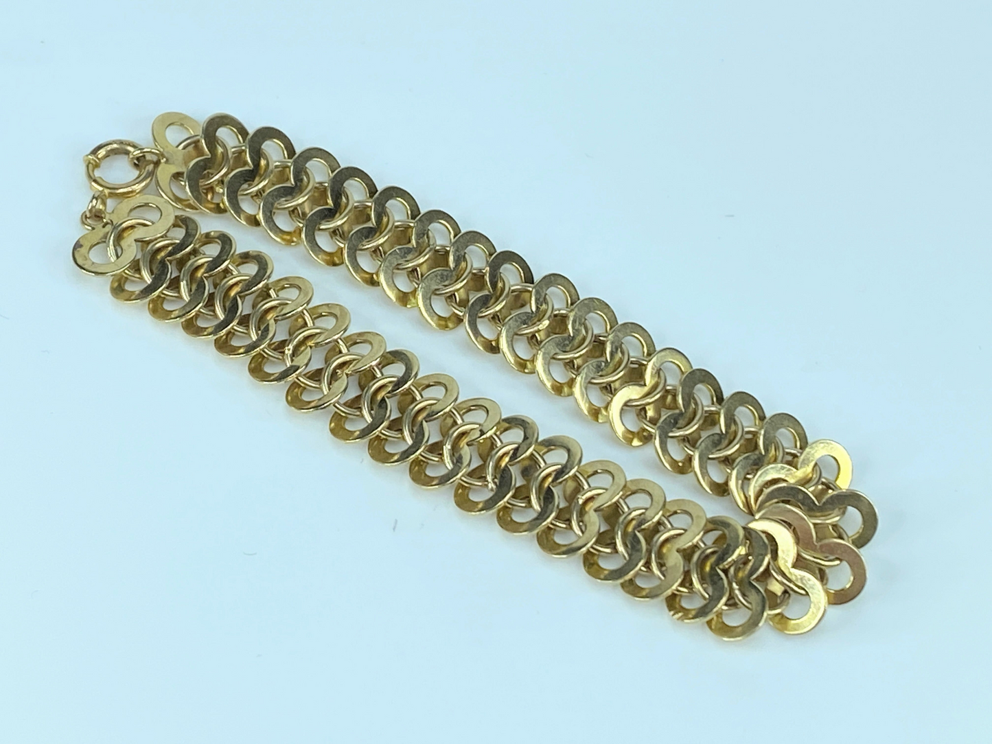 14K gold heavy Infinity link fancy bracelet 23.7g 7.5" JR8056