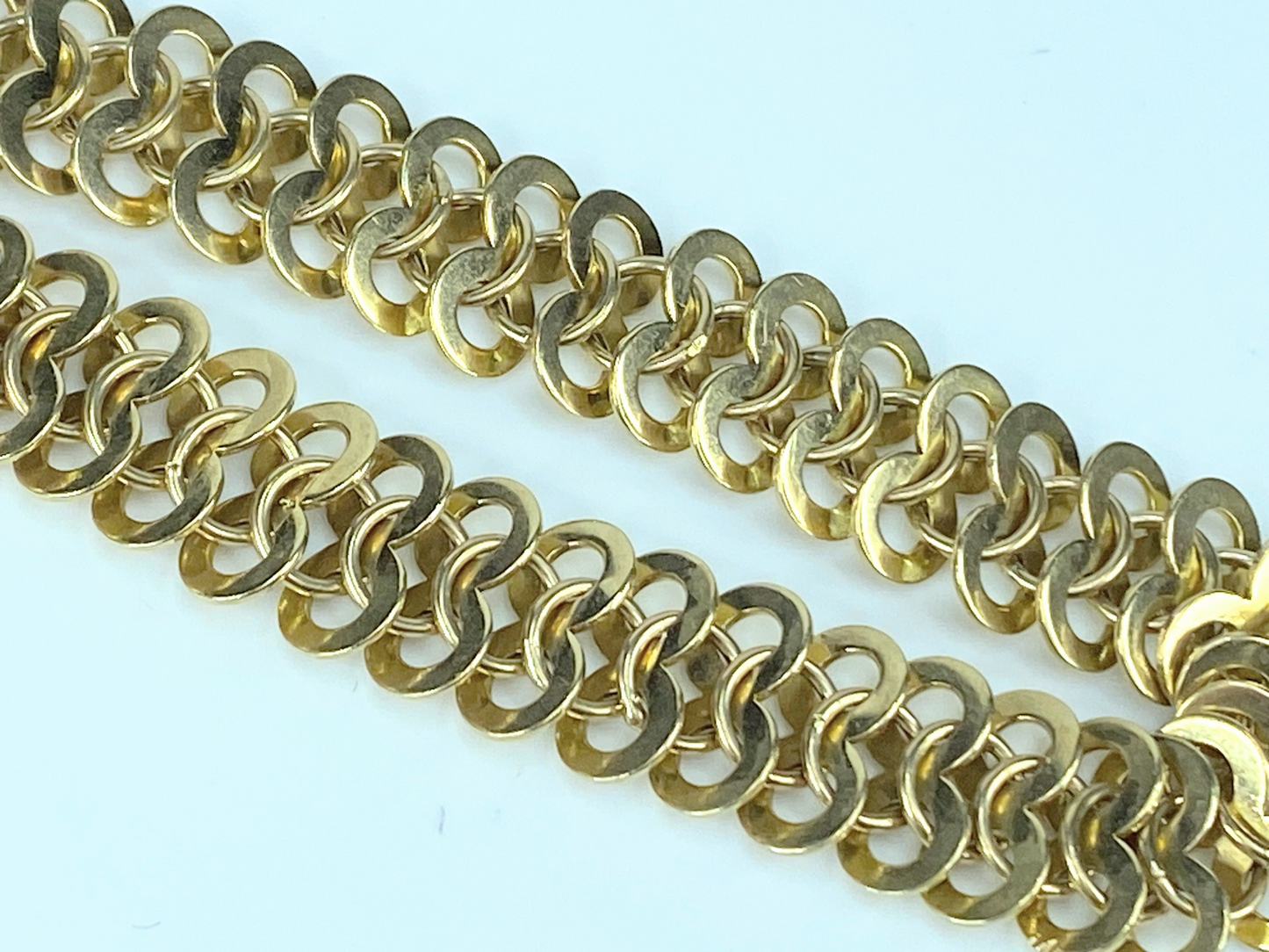 14K gold heavy Infinity link fancy bracelet 23.7g 7.5" JR8056