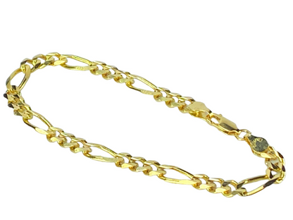 14K yellow gold 5.7mm Figaro bracelet lobster clasp