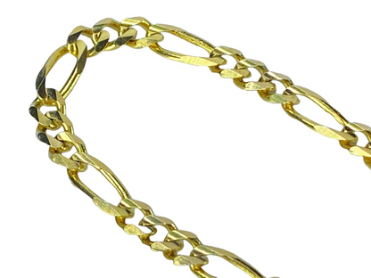 14K yellow gold 5.7mm Figaro bracelet lobster clasp