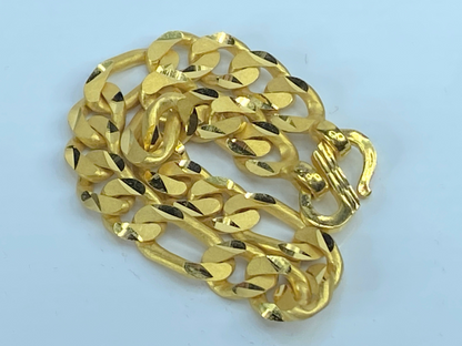 22K yellow gold 8.0mm Figaro Satin & Polish finish heavy bracelet 40.2g 8"