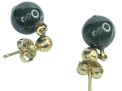 14K yellow gold 8.0mm Jade bead earrings