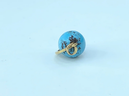 14K yellow gold Blue Global spinning charm