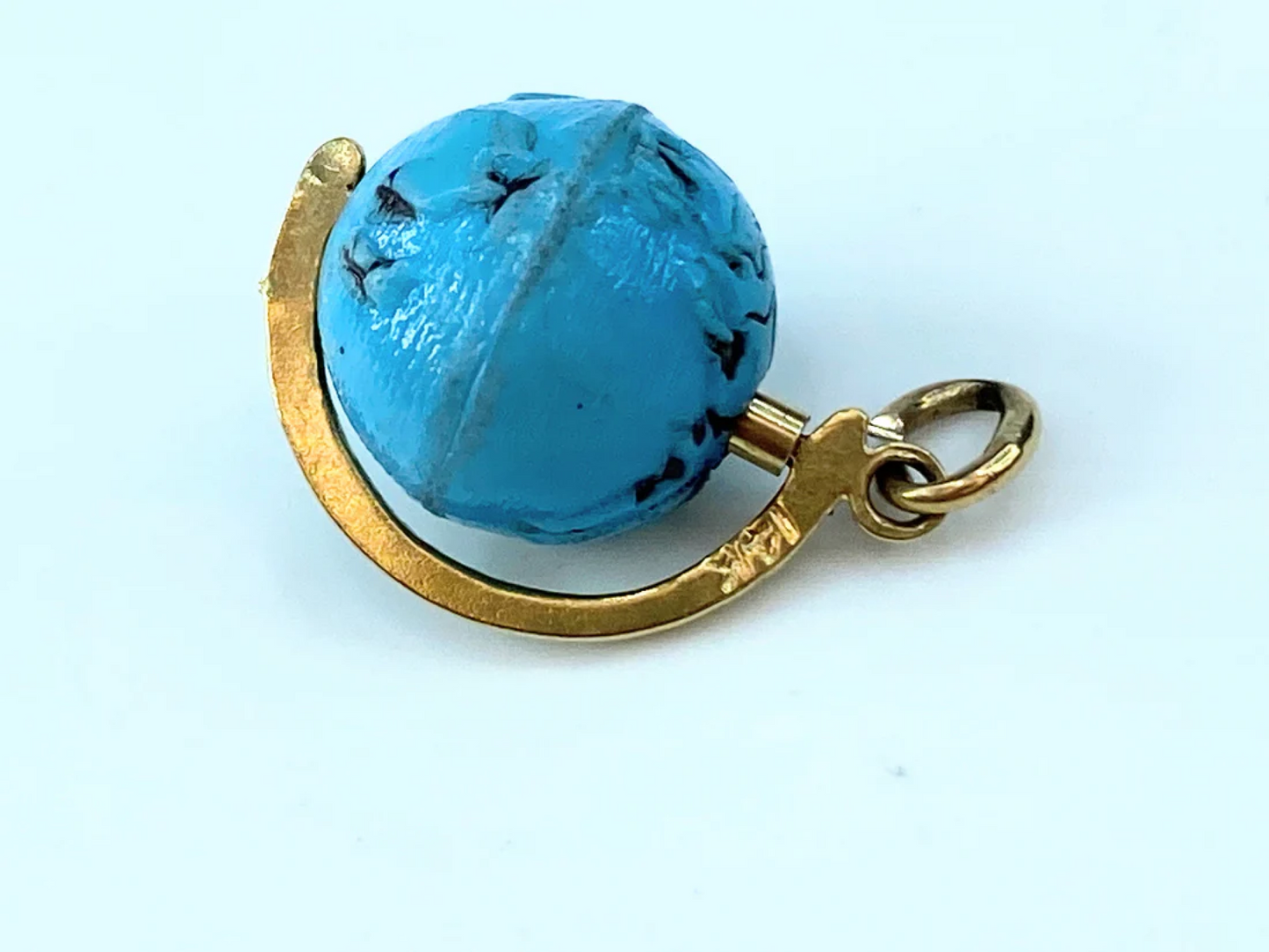 14K yellow gold Blue Global spinning charm