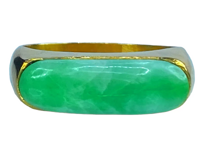 14K yellow gold Jadeite men's Saddle ring