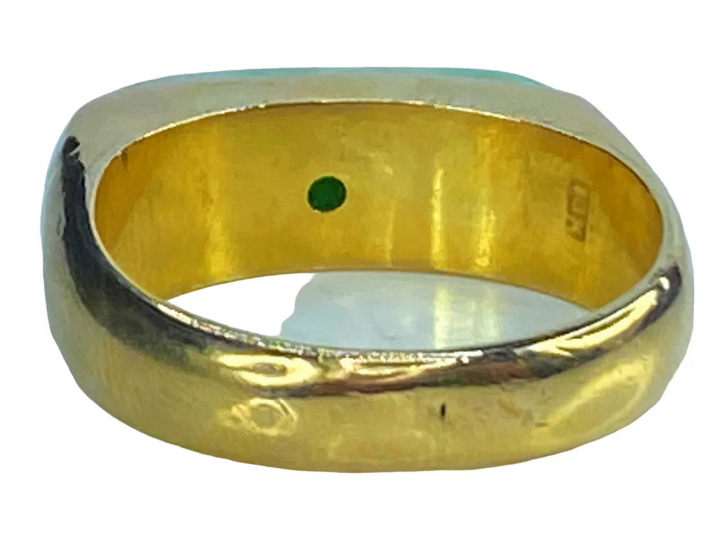 14K yellow gold Jadeite men's Saddle ring