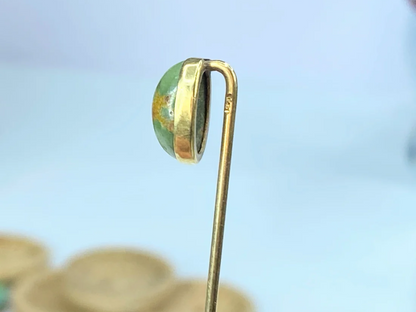 14K yellow gold Jasper cabochon bezel hat/stick pin